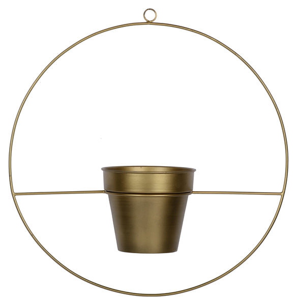 Round Metal Hanging Planter in Gold Finish (Large) 1 BHK Interiors