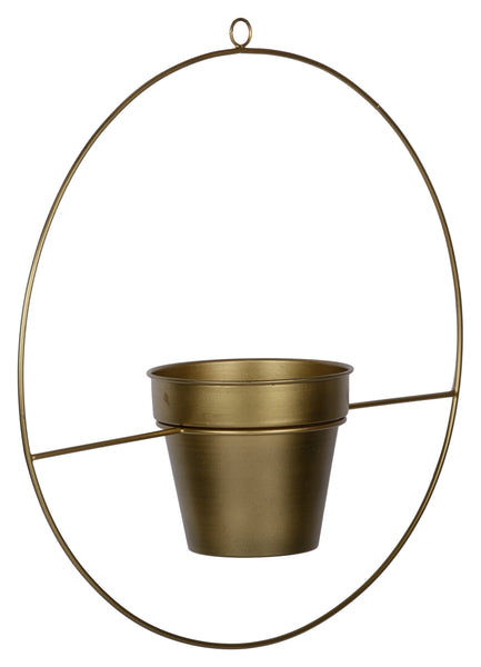 Round Metal Hanging Planter in Gold Finish (Large) 1 BHK Interiors