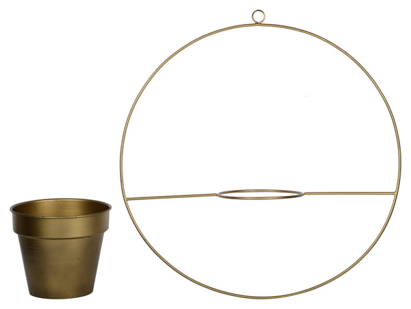 Round Metal Hanging Planter in Gold Finish (Large) 1 BHK Interiors