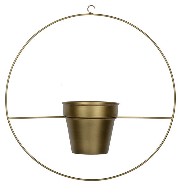 Round Metal Hanging Planter in Gold Finish (Large) 1 BHK Interiors