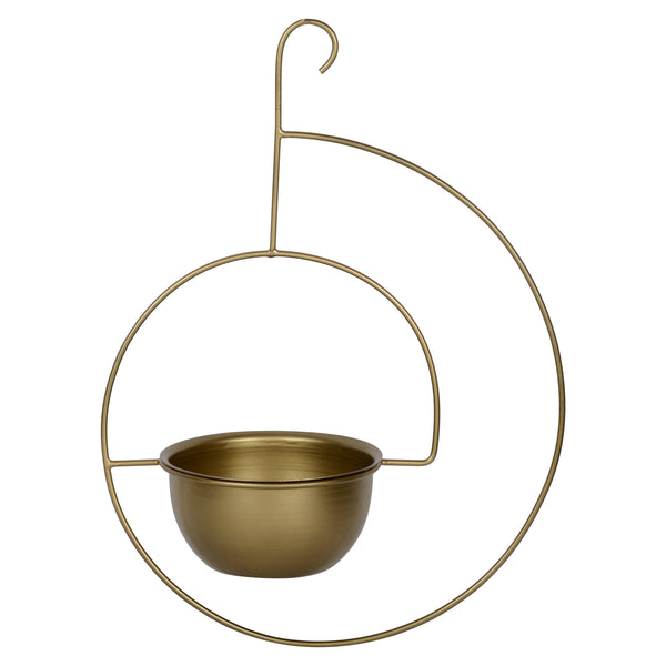 Spiral Metal Hanging Planter/Bird Feeder in Gold Finish 1 BHK Interiors