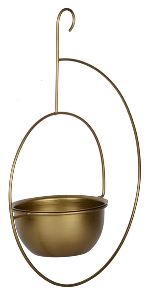 Spiral Metal Hanging Planter/Bird Feeder in Gold Finish 1 BHK Interiors