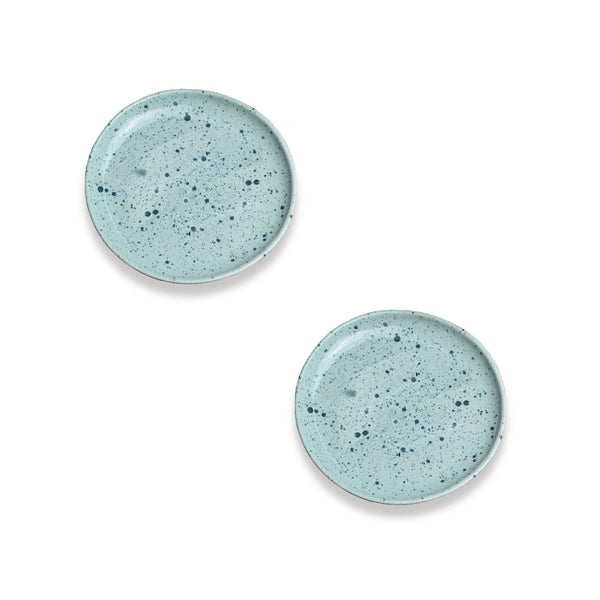 Splatter Print Organic Shape Ceramic Salad Plate in Mint Green 1 BHK Interiors