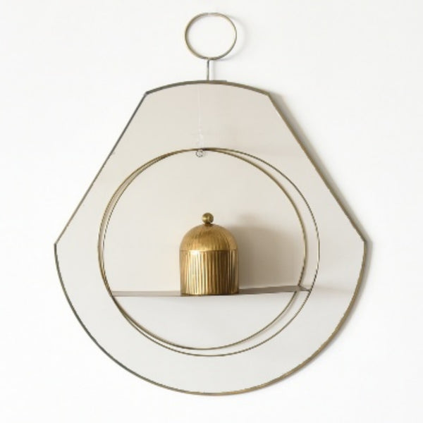 Slim Pear Shaped Brass Loop Wall Mirror 1 BHK Interiors
