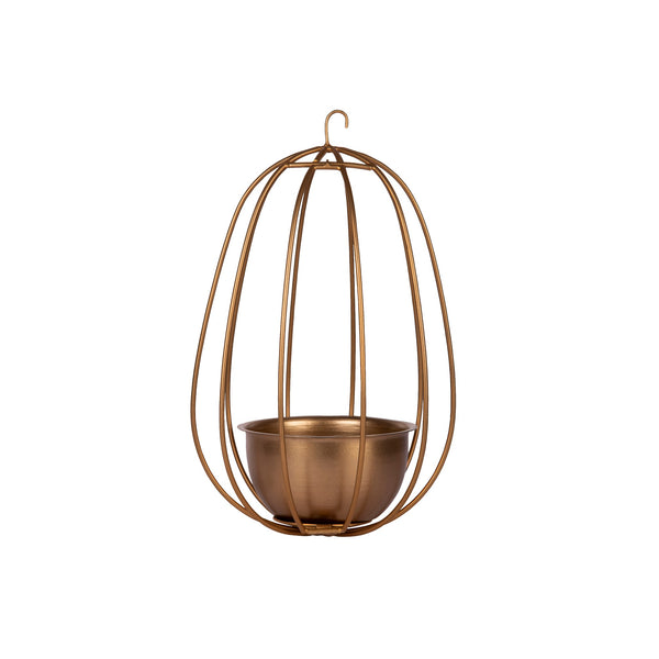 "Watermelon" Metal Candle Holder / Hanging Planter in Gold Finish (Optional Matching Bowl) 1 BHK Interiors