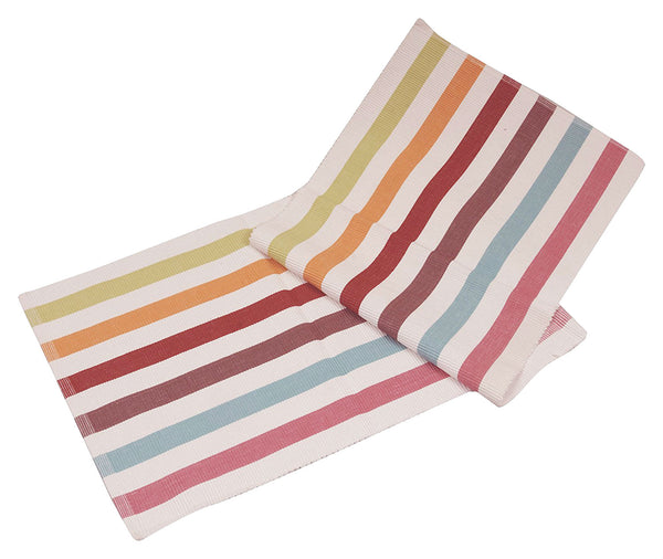 Cotton Rainbow Stripe Table Runner 1 BHK Interiors