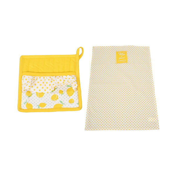 2 Piece Cotton Plate Holder and Wipe Cloth Set 1 BHK Interiors