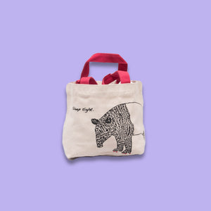 Unisex Canvas Tote Bag in Off-White with Pink Handle