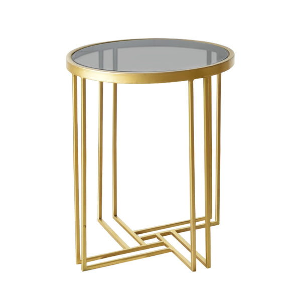 Art Deco Coffee Table in Metal with Black Glass Top 1 BHK Interiors