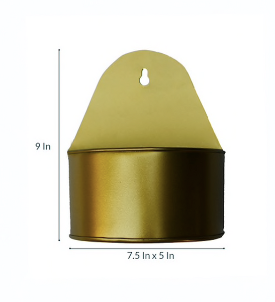 Curved Hanging Metal Mounted Wall Planter / Letter Box in Matte Gold Finish 1 BHK Interiors