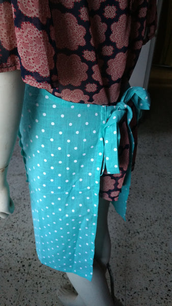 Polka Dot Print Cotton Apron in Blue 1 BHK Interiors