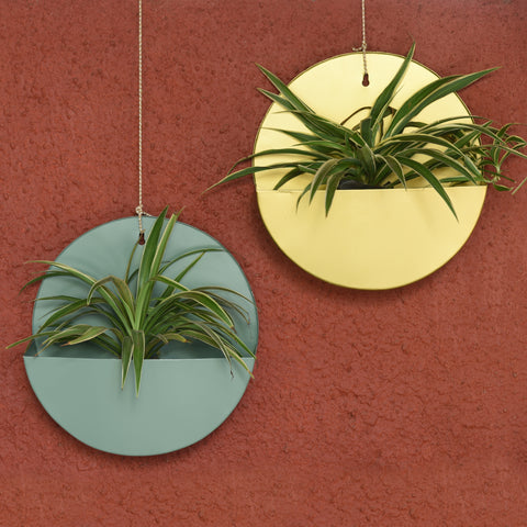 "Lunar" Hanging Metal Mounted Wall Planter / Letter Box in 4 Colours 1 BHK Interiors