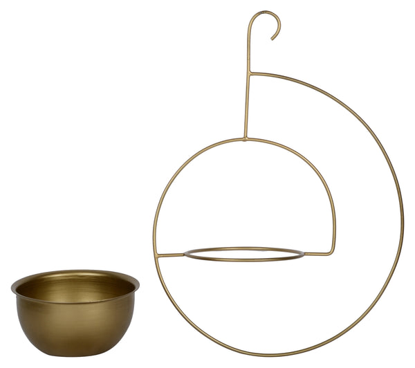 Set of 2 Metal Hanging Planters in Gold Finish - Choose Combo 1 BHK Interiors