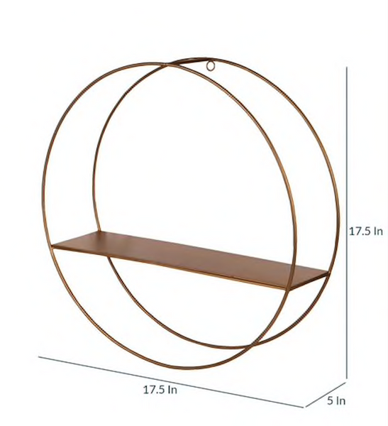 Metal Hanging Circle/Round Shelf in Gold Finish 1 BHK Interiors