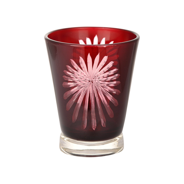 Red Fireworks Glass Tealight Candle Holder 1 BHK Interiors