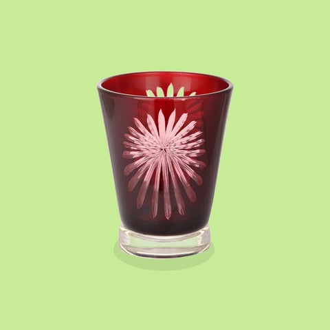 Red Fireworks Glass Tealight Candle Holder - Clearance