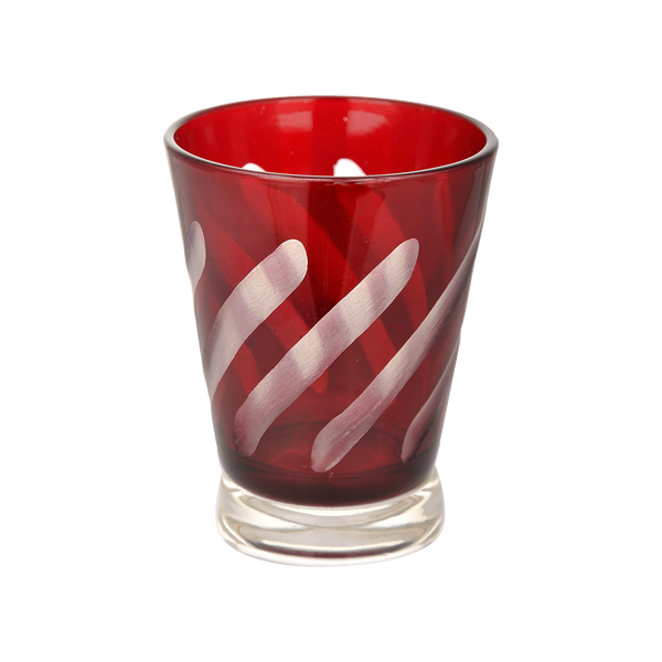 Red Diagonal Stripe Glass Tealight Candle Holder 1 BHK Interiors