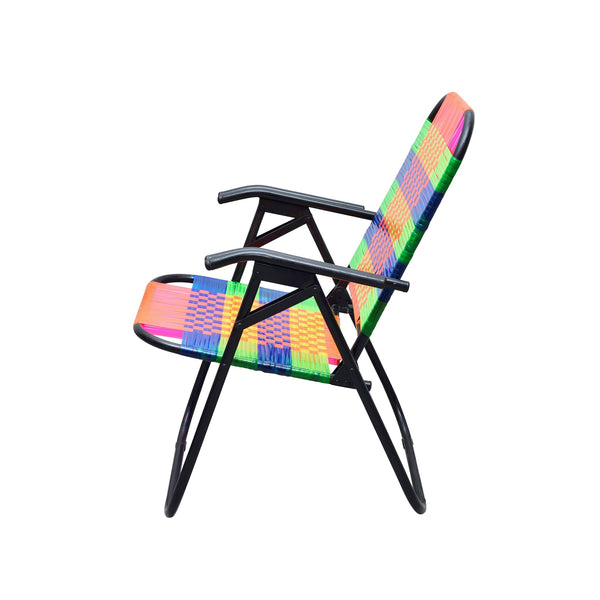 Psychedelic Metal & Plastic Cane Foldable Relaxing Chair 1 BHK Interiors