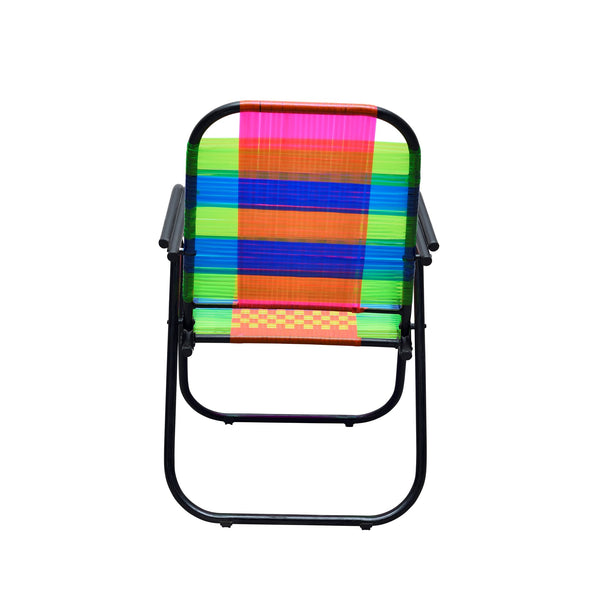 Psychedelic Metal & Plastic Cane Foldable Relaxing Chair 1 BHK Interiors