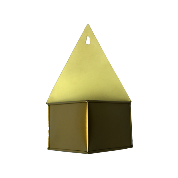Geometric Hanging Metal Mounted Wall Planter / Letter Box in Matte Gold Finish - 3 Shapes 1 BHK Interiors