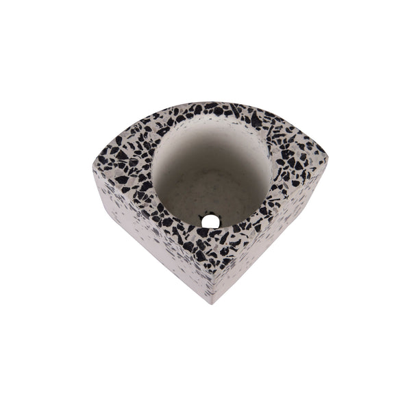 Quarter Concrete Table Top Pot / Planters with Terrazzo Print in 4 Colours 1 BHK Interiors