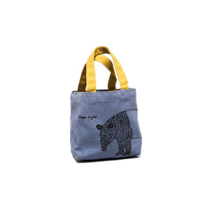 Unisex Canvas Tote Bag in Blue with Yellow Handle 1 BHK Interiors