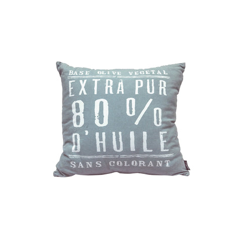 "100% Pure Olive Oil" Teal Cotton Cushion Cover in Teal 1 BHK Interiors