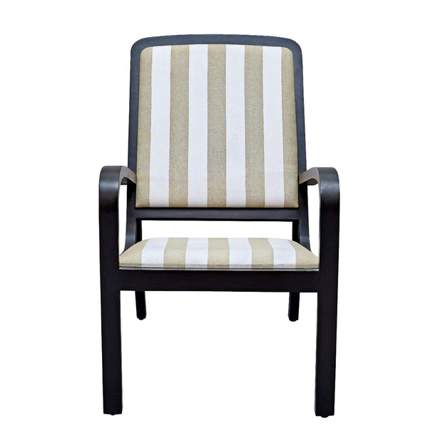 Plantation Arm Chair in Teak with Striped Upholstery 1 BHK Interiors