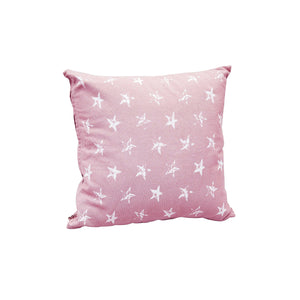 Distressed Star Print Cotton Cushion Cover in Pink 1 BHK Interiors