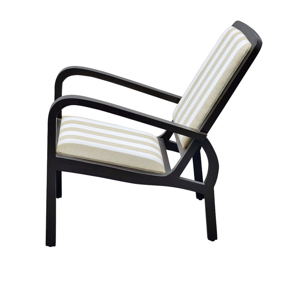 Plantation Arm Chair in Teak with Striped Upholstery 1 BHK Interiors