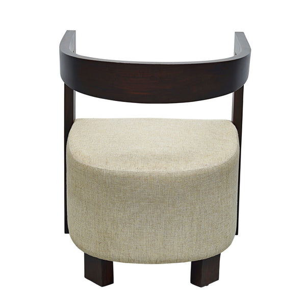 Box Cushion Arm Chair with Suspended Curved Back in Teak 1 BHK Interiors