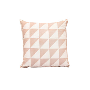 "Lateral Triangles" Cotton Cushion with Filler in Pink & White 1 BHK Interiors