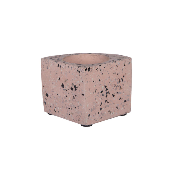 Quarter Concrete Table Top Pot / Planters with Terrazzo Print in 4 Colours 1 BHK Interiors