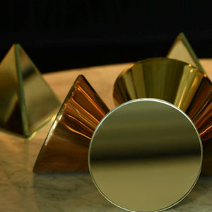 Conical Table Mirror Ornament in Gold or Rose Gold Finish 1 BHK Interiors