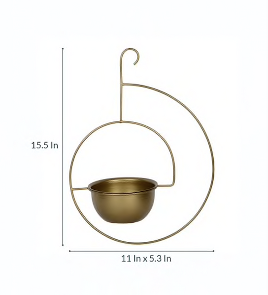 Spiral Metal Hanging Planter/Bird Feeder in Gold Finish 1 BHK Interiors