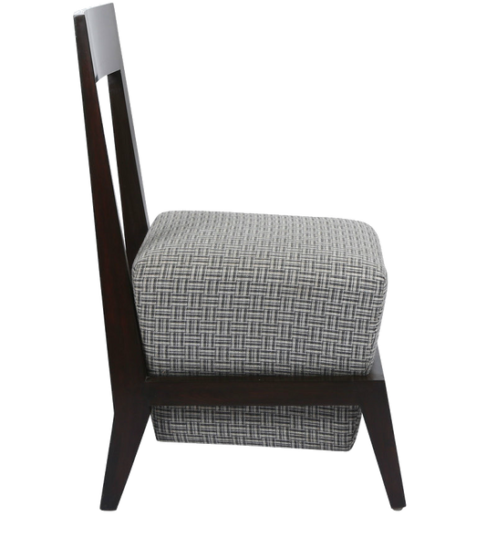 Teak Chair with Box Cushion in Silver Weave 1 BHK Interiors