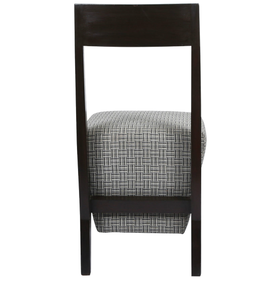 Teak Chair with Box Cushion in Silver Weave 1 BHK Interiors