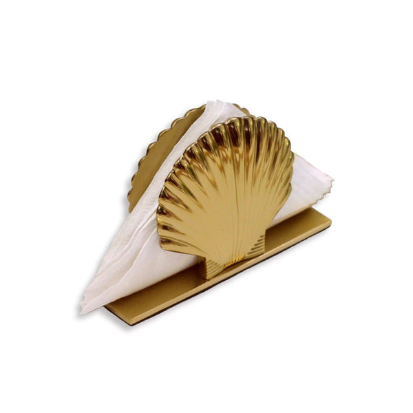 Art Deco Metal Sea Shell Napkin Holder in Gold 1 BHK Interiors