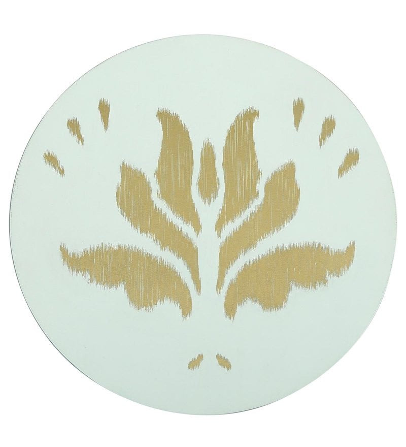 1 BHK x Studio Kohl "Ikat 3" Mini Table / Wall Hanging in White & Gold 1 BHK Interiors