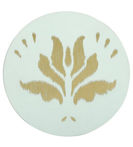 1 BHK x Studio Kohl "Ikat 3" Mini Table / Wall Hanging in White & Gold 1 BHK Interiors