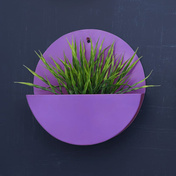 "Lunar" Hanging Metal Mounted Wall Planter / Letter Box in Violet 1 BHK Interiors