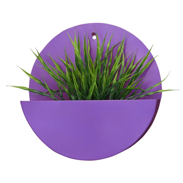 "Lunar" Hanging Metal Mounted Wall Planter / Letter Box in Violet 1 BHK Interiors