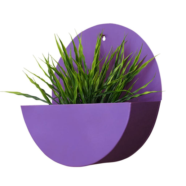 "Lunar" Hanging Metal Mounted Wall Planter / Letter Box in Violet 1 BHK Interiors