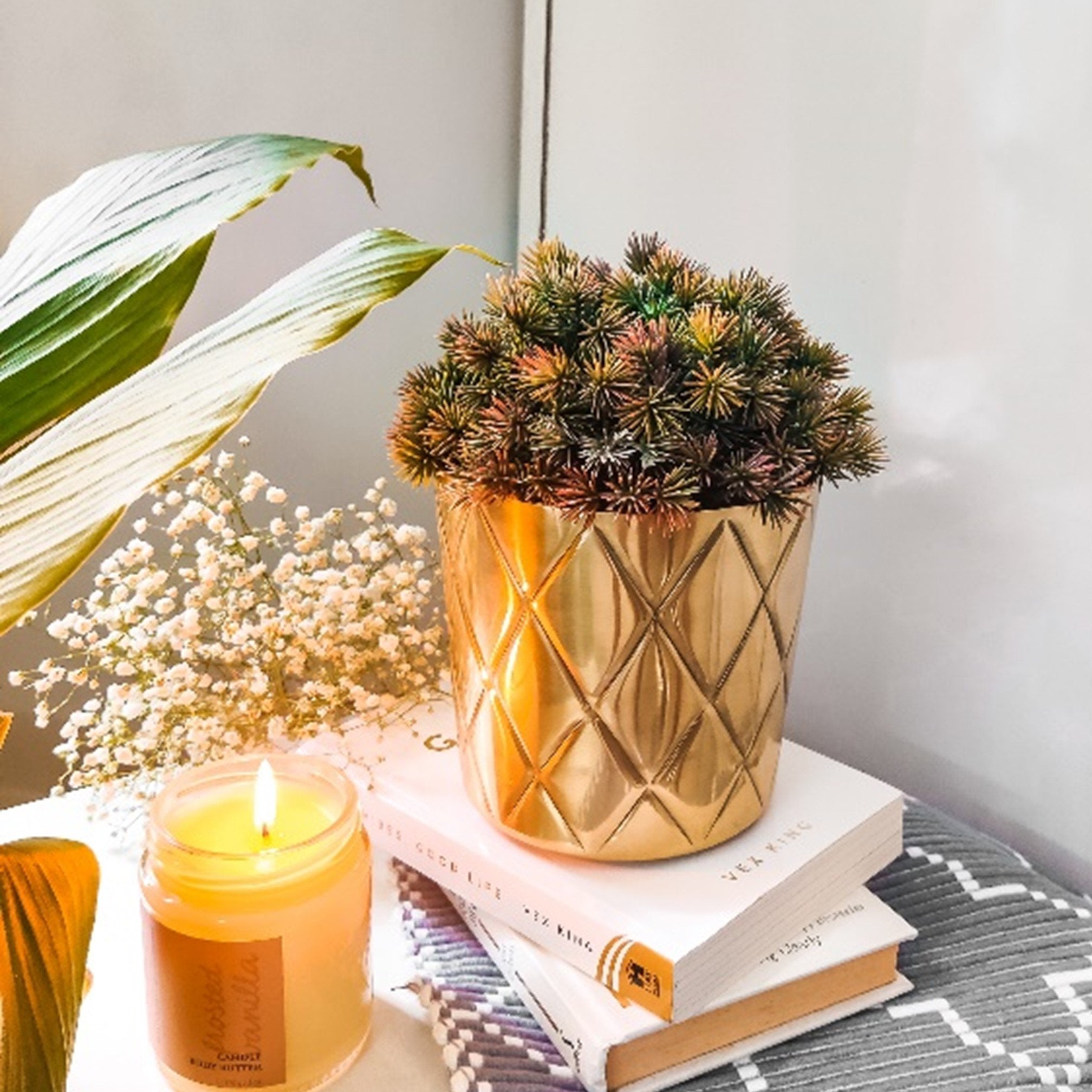gold pineapple planter Art Deco Metal Shell Napkin Holder in Gold