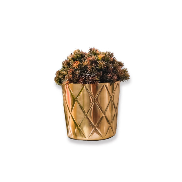 Metal Pineapple Criss Cross Planter / Pot in Gold 1 BHK Interiors