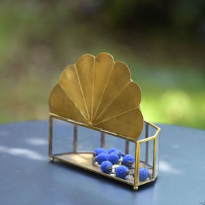 Peacock Wing Brass & Glass Jewellery Box - Decorative Box