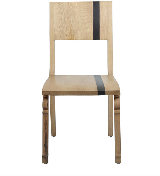 "Slice of Life" Scandinavian Striped Pine & Walnut Chair 1 BHK Interiors