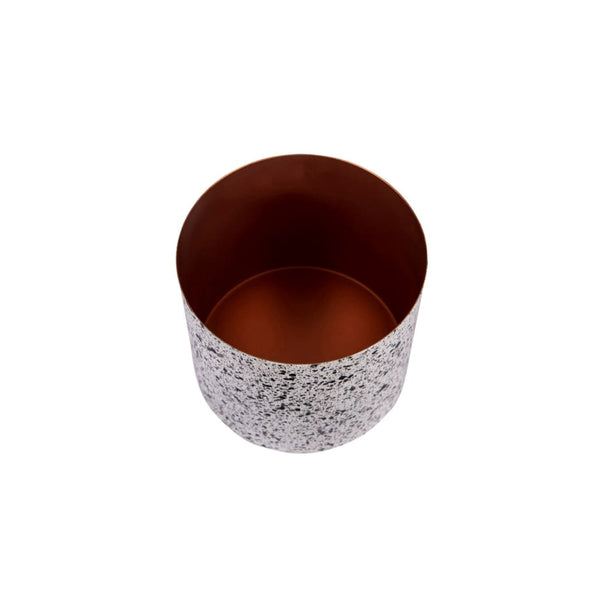 "Splatter" Print Metal Table Top Pot / Planter in Black & White 1 BHK Interiors