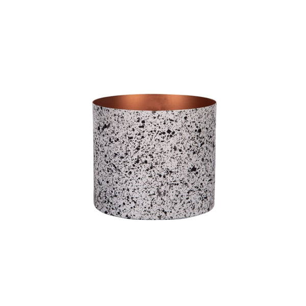 "Splatter" Print Metal Table Top Pot / Planter in Black & White 1 BHK Interiors